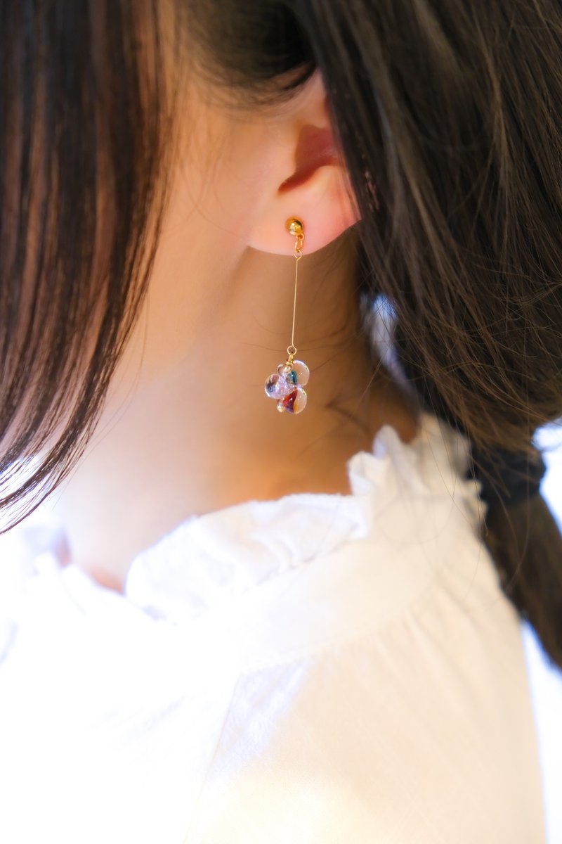 Lily | 油畫 梵高 莫奈 美國製琉璃淚珠 Swarovski 珍珠耳環 | 極 - 耳環/耳夾/耳骨夾 - 其他金屬 金色