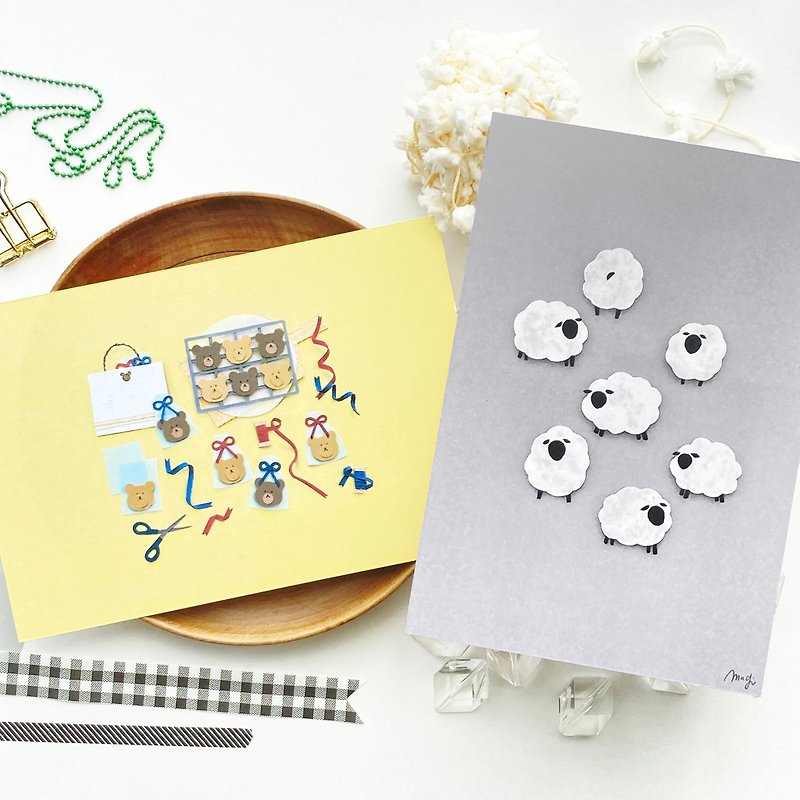 postcard ( sheep & wrapping ) - 心意卡/卡片 - 紙 