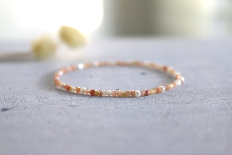 Bracelet Pearl Natural Stone Strawberry Crystal - Excitement - - สร้อยข้อมือ - เครื่องเพชรพลอย สีส้ม