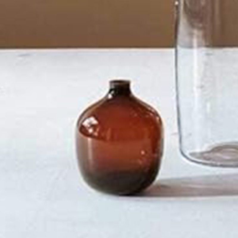 【LSA】VESSEL Narrow Mouth Vase H18cm-Amber - Pottery & Ceramics - Glass Brown