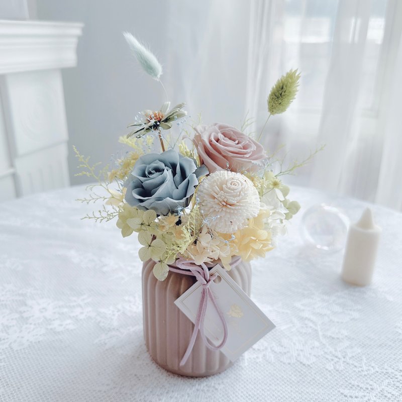 Small fresh milk bottle flower - sea water blue - ช่อดอกไม้แห้ง - พืช/ดอกไม้ สีน้ำเงิน