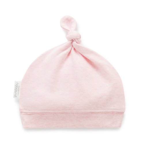 Purebaby有機棉 澳洲Purebaby有機棉帶結嬰兒帽 0-6M 粉紅