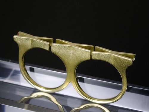 Japan Quality | Double Finger LOVE Ring KISS KISS KISS 18K