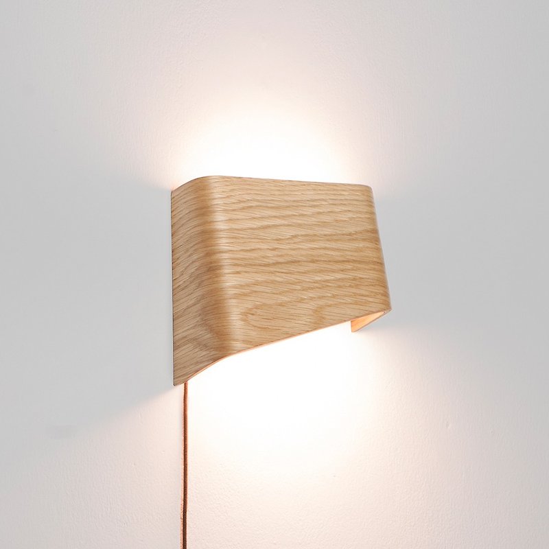 SLICEs LED Wood Touch Wall Light∣ Dual Light Source Switching∣ Left Light Source - โคมไฟ - ไม้ สีนำ้ตาล