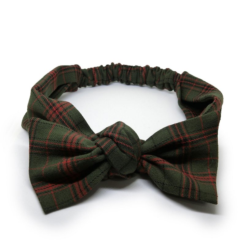 [Shell art] United States thick woven bow hair band - ที่คาดผม - ผ้าฝ้าย/ผ้าลินิน สีเขียว