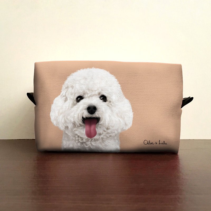Classic Paw Cosmetic Bag/Storage Bag-White Poodle Poodle - Toiletry Bags & Pouches - Polyester Khaki