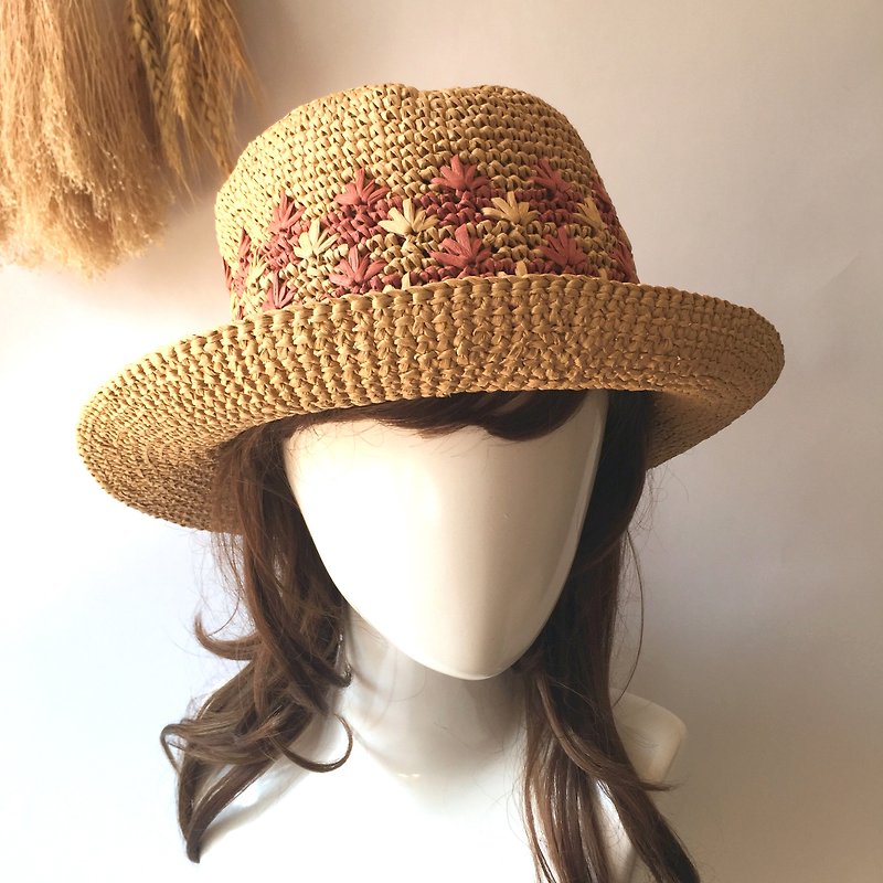 Dear life as hand woven shade 㡌 / paper Rafi straw hat / straw hat / hand made hats handmade〗 〖crazy hopscotch - Hats & Caps - Paper Khaki