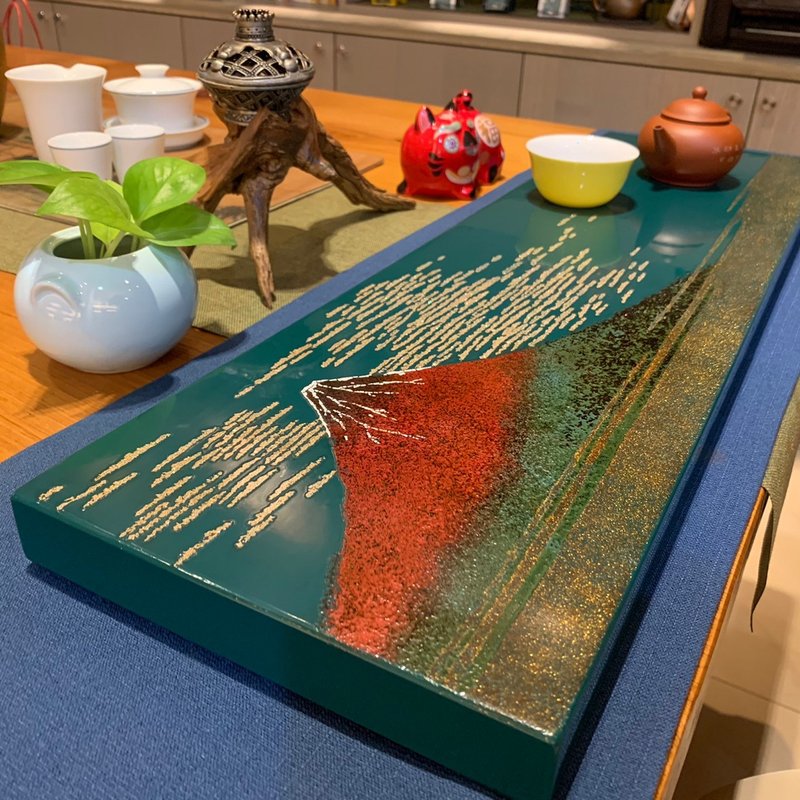 浮世繪大師葛飾北齋風格 - 凱風快晴漆器板(藍綠) - 擺飾/家飾品 - 木頭 藍色