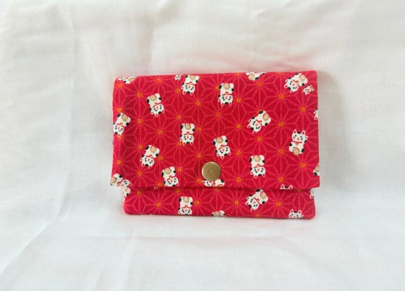 多層次零錢包-紅色招財貓 - 零錢包/小錢包 - 棉．麻 紅色