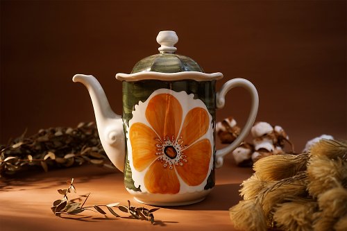 A君B子的道具 【西德製ー古董滿開橙花系列茶壺ー1.2L】