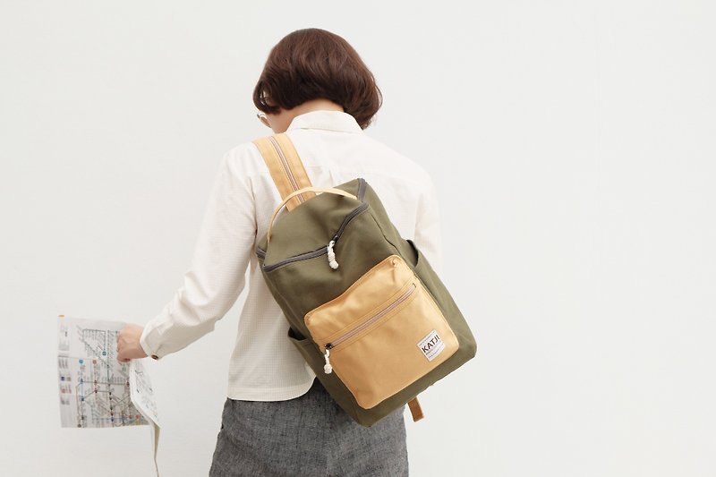 BUCKET BEAM BAG : GREEN x HONEY COLOR - Backpacks - Other Materials Green