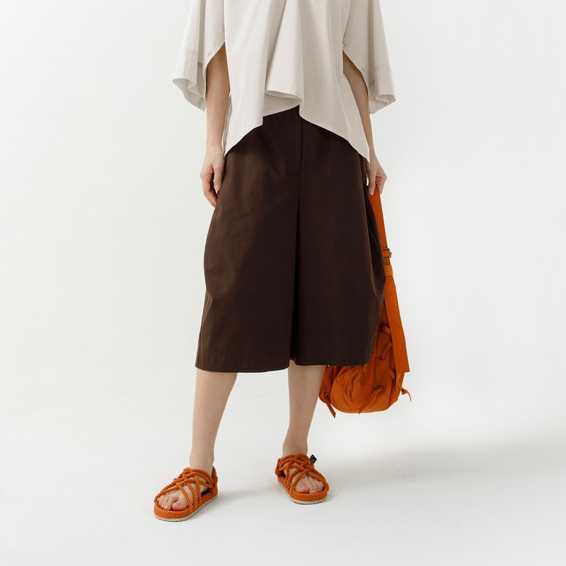 Three-quarter throw wide pants - Women's Pants - Cotton & Hemp Brown