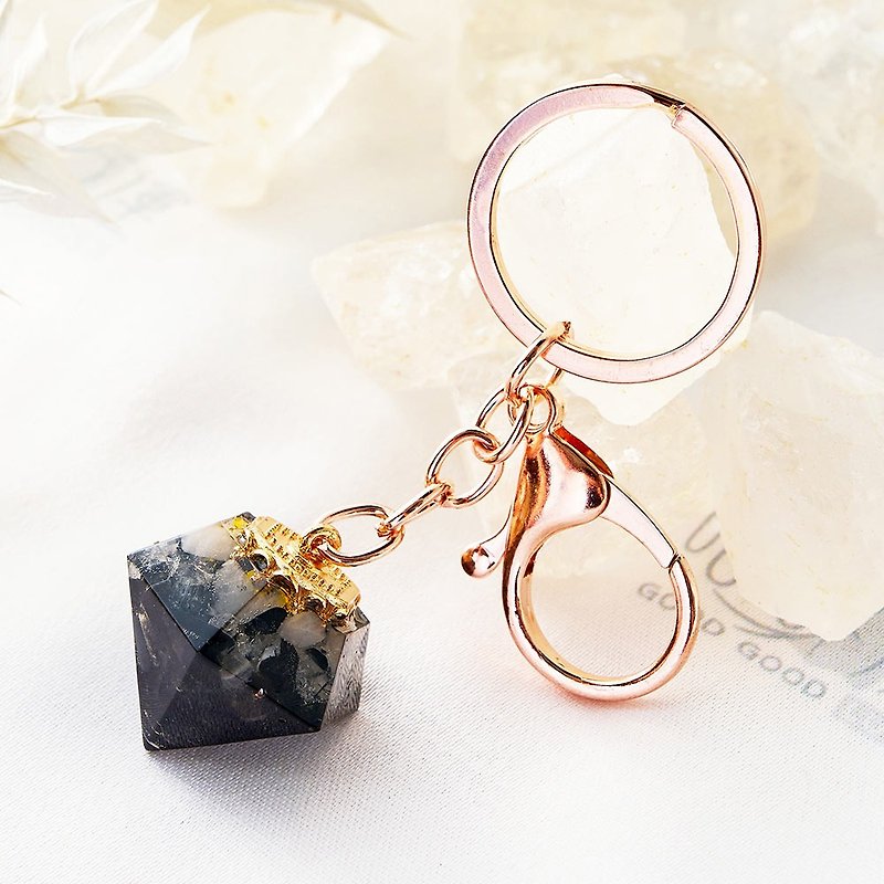 Aogang Energy Keyring - Obsidian + Black Hair Crystal (including consecration)│Focus on your thoughts│Anti-villain - Keychains - Gemstone Black