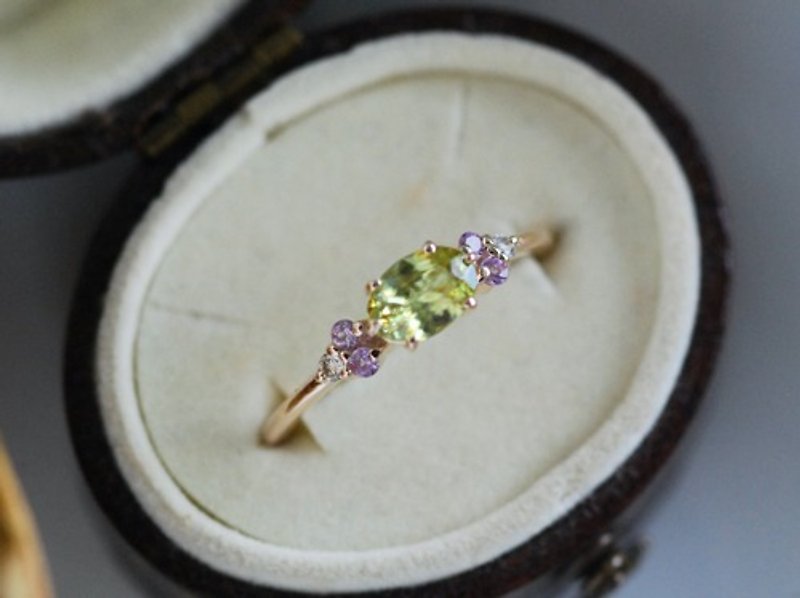 Sphene color stone ring / K10YG [Limited to 1 item] - แหวนทั่วไป - เครื่องเพชรพลอย สีเขียว