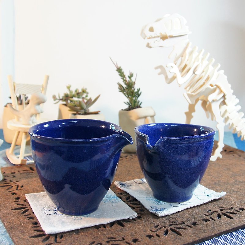 Cobalt blue tea sea, fair cup-capacity about 300, 250, 180ml - Teapots & Teacups - Pottery Blue