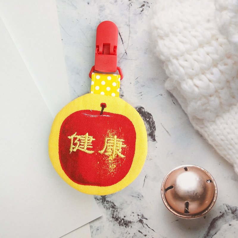 Apple Health. Round peace charm bag (name can be embroidered) - ซองรับขวัญ - ผ้าฝ้าย/ผ้าลินิน สีแดง
