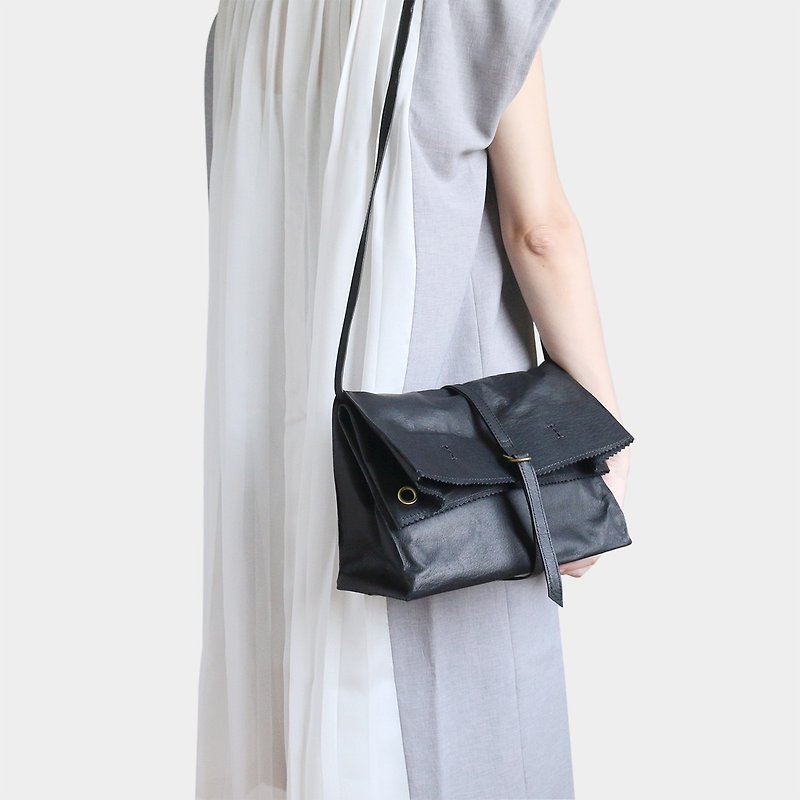 paper tote bag (s) : black (3 ways bag) - Handbags & Totes - Genuine Leather Black