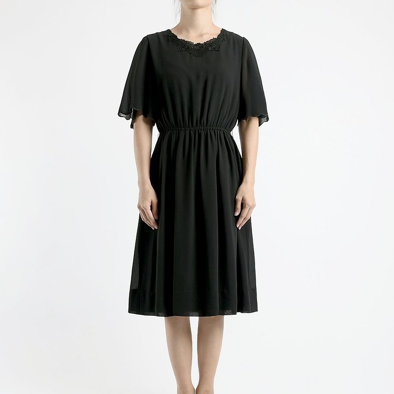 古著洋裝 / 日本洋裝 / Vintage Dress - 洋裝/連身裙 - 其他材質 黑色