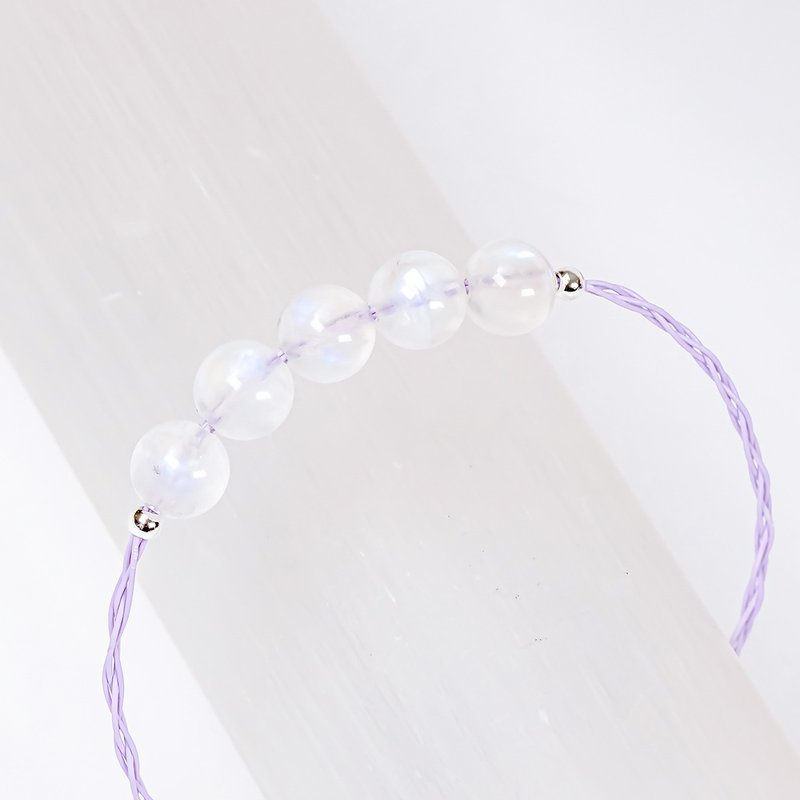 [Customized Color Braided Steel Rope] Moonstone | 6.5mm - Bracelets - Crystal White