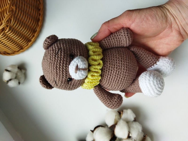 Teddy bear crochet toy baby - ของเล่นเด็ก - ผ้าฝ้าย/ผ้าลินิน สีนำ้ตาล