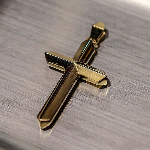 初心金工宅 F.L.C- Bevel Cross【十字架、項鍊、長鍊】電鍍黃色版本
