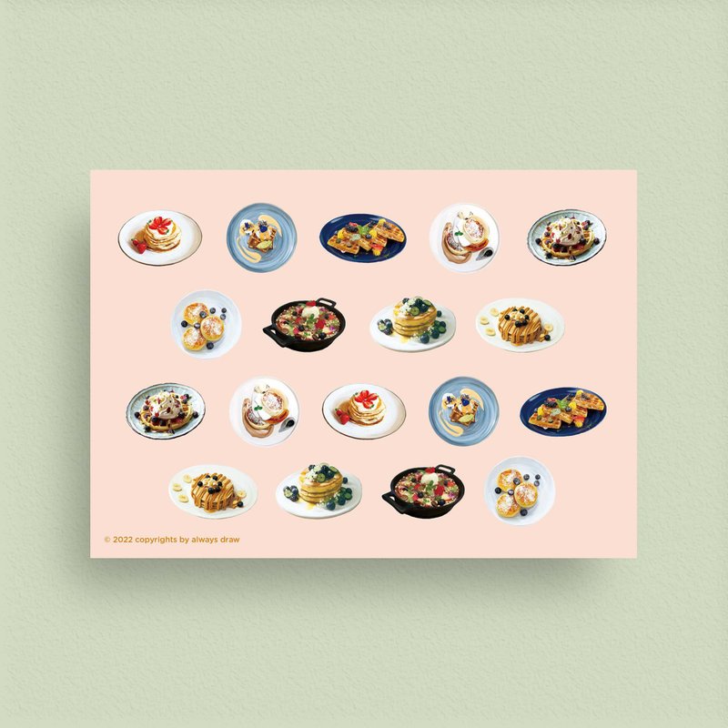 鬆餅明信片J - always eat 總繪吃系列 - 卡片/明信片 - 紙 粉紅色