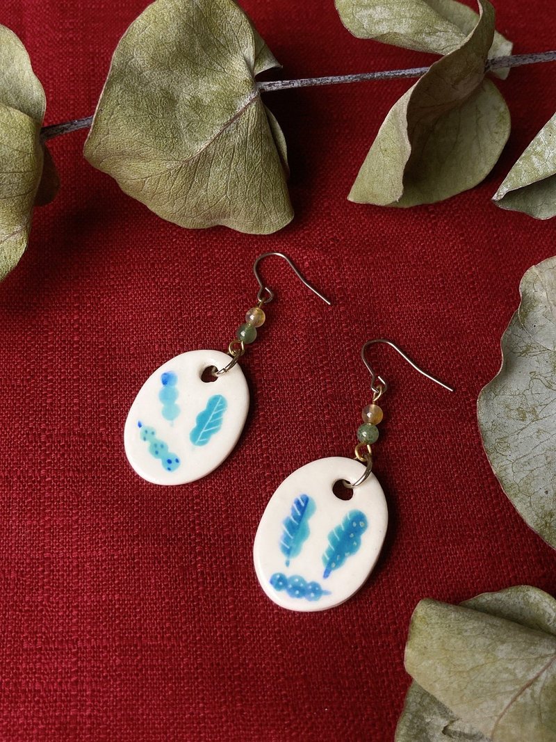 Station -*Grass girl*Ceramic earrings (can be changed) - Earrings & Clip-ons - Porcelain Multicolor