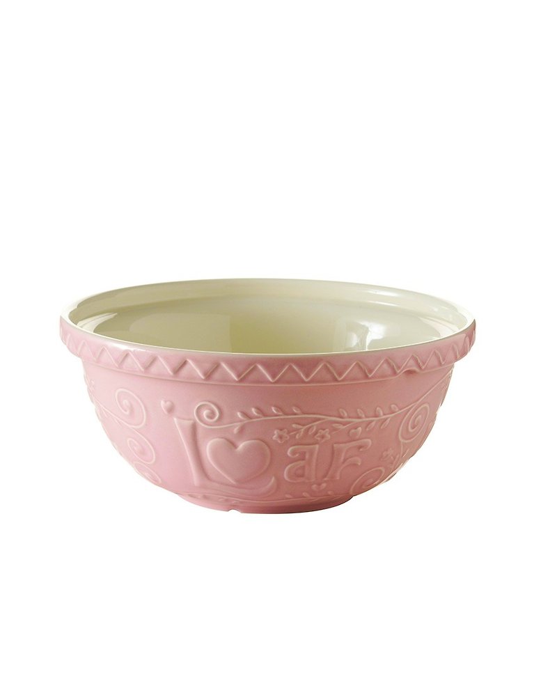 British Rayware ceramic 30 cm oversized relief design pink salad flour mixing bowl / large ceramic bowl - ถ้วยชาม - ดินเผา สึชมพู