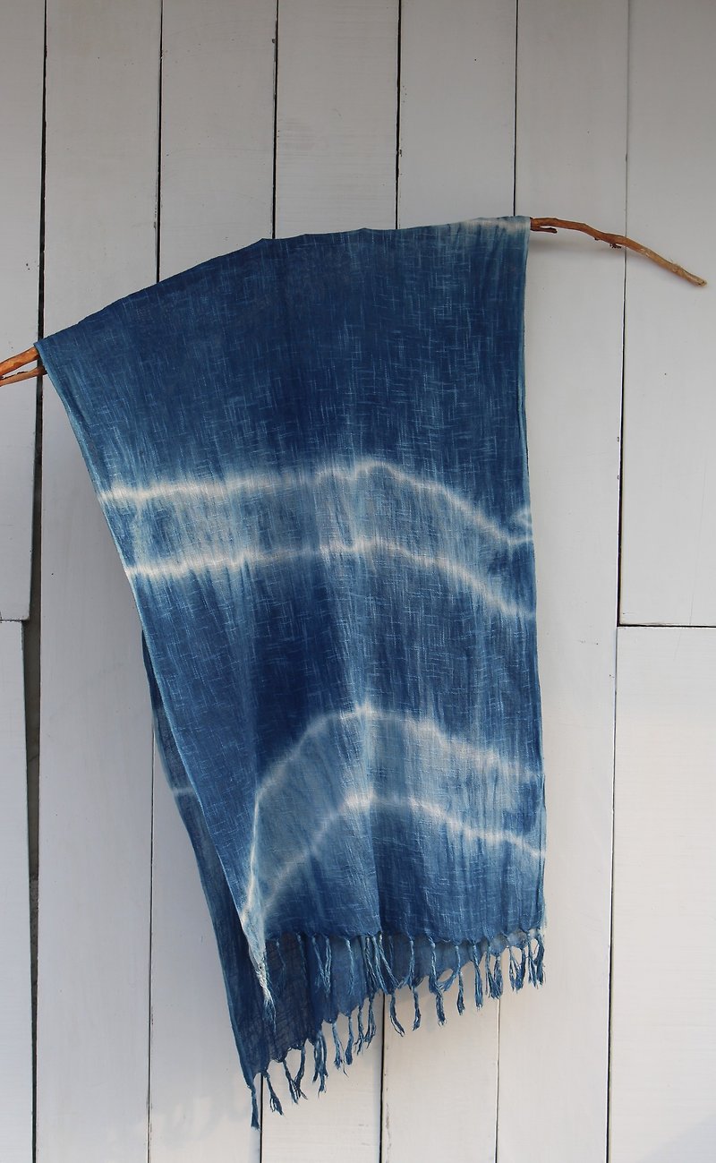 Free dyeing isvara blue dye scarf energy series transmission - ผ้าพันคอ - วัสดุอื่นๆ สีน้ำเงิน