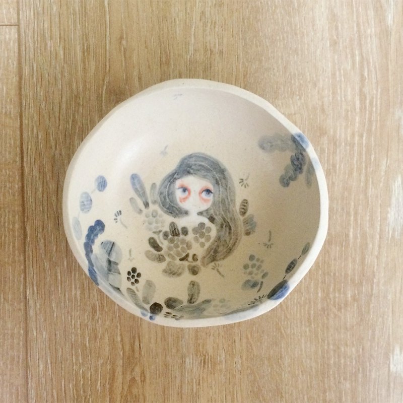 ┇eyesQu ┇ hand pinch small pottery ┇ blue and white - จานเล็ก - ดินเผา 