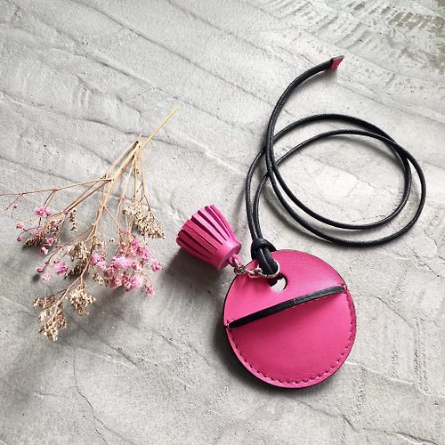 KAKU皮革設計 gogoro鑰匙皮套訂製 小流蘇吊飾款 粉紅色客製化禮物
