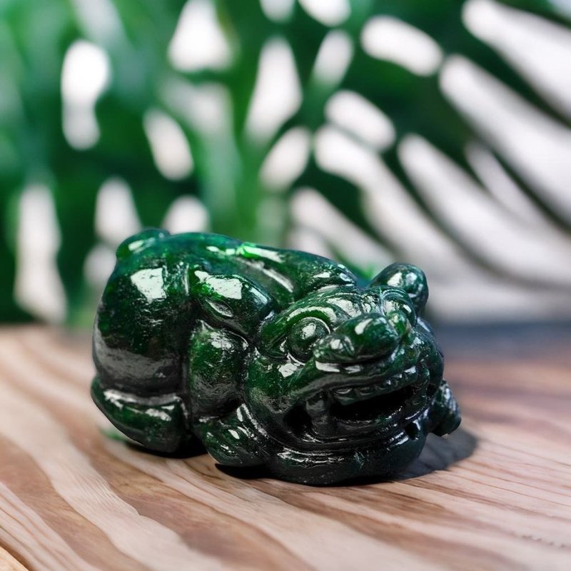 【招財神獸】老花青翡翠貔貅|天然緬甸玉翡翠A貨|送禮 - 項鍊 - 玉石 綠色