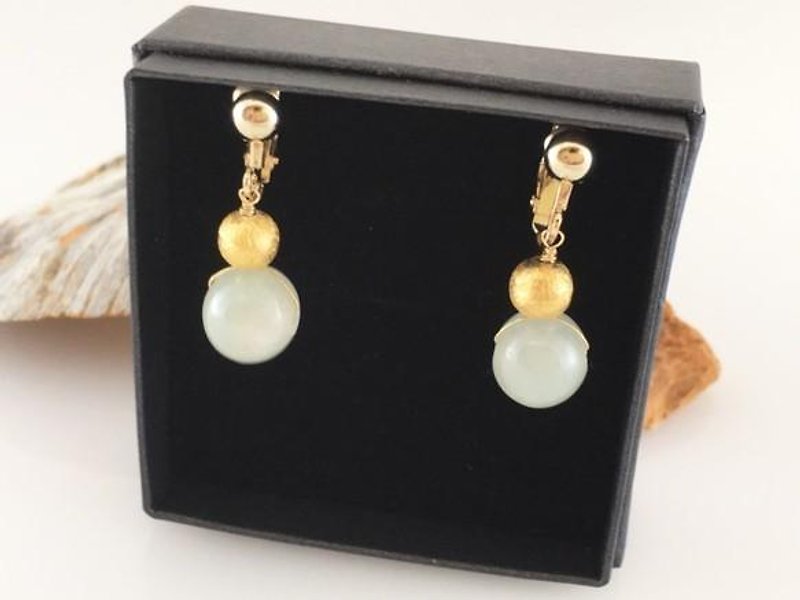 Myanmar natural jade ◇ K14GF earrings / earrings 2 - Earrings & Clip-ons - Gemstone 