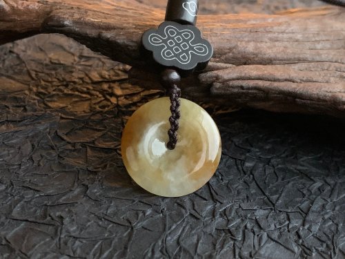 淳玉晶品坊 天然A貨緬甸玉翡翠 荖坑蜜糖黃黃翡平安扣項鍊
