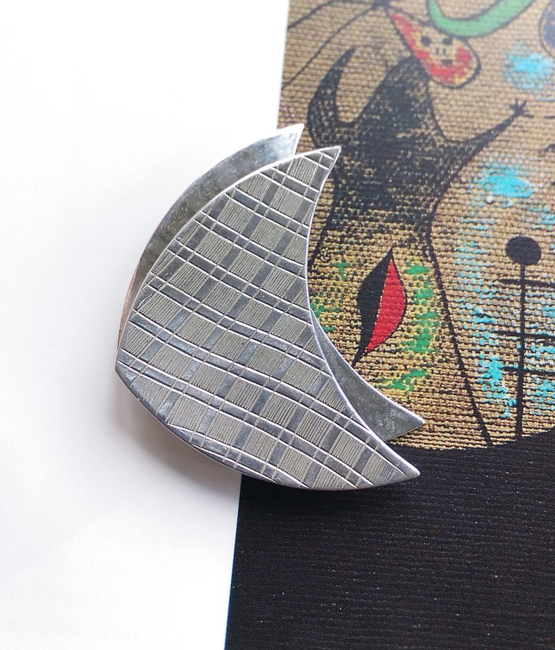Vintage Jewelry 西洋古董飾品 EMMONS 太空感 銀色調 別針 - 徽章/別針 - 其他金屬 金色
