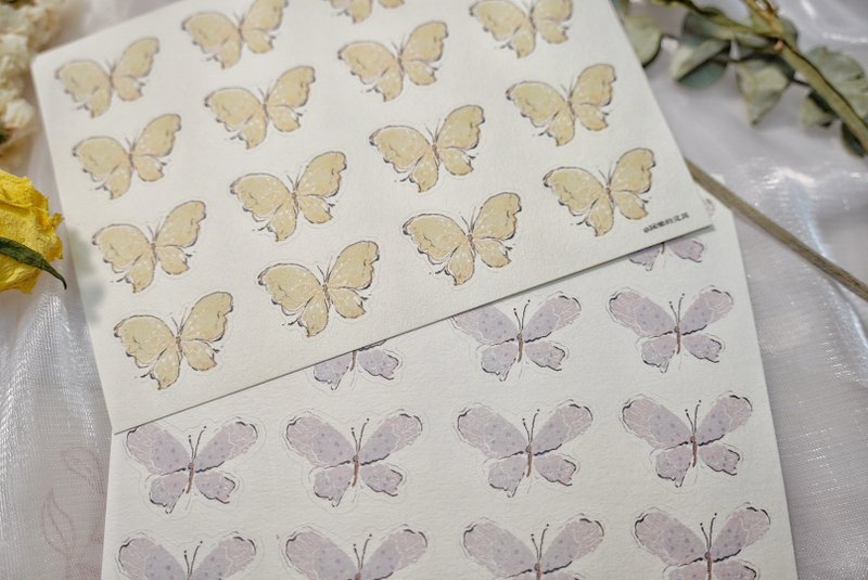 Butterfly set A6 cut film sticker - Stickers - Paper Multicolor