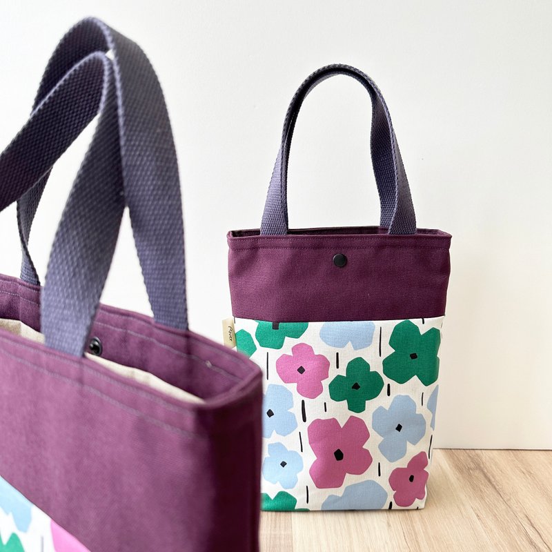 【River】Small walking bag/original design fabric/RiRiChun/Purple - กระเป๋าถือ - ผ้าฝ้าย/ผ้าลินิน สีม่วง