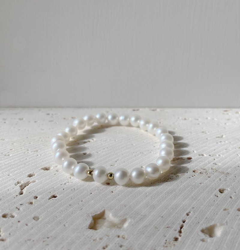 Natural Freshwater Round Pearl Bracelet White Near Round Pearl Valentine's Day Gift - Bracelets - Pearl White