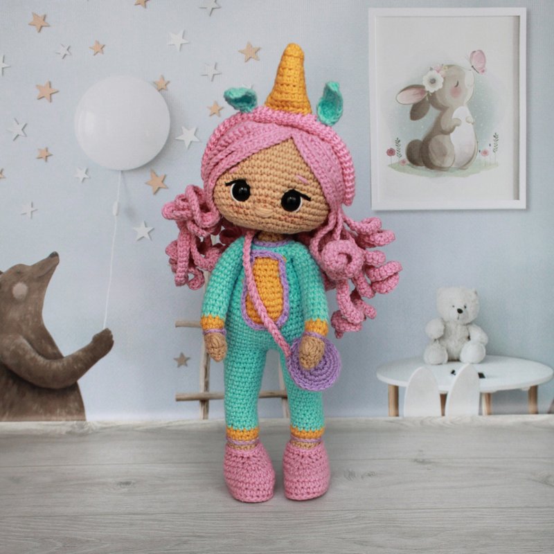 Cute Unicorn doll handmade, unicorn doll toy, Unicorn soft toy doll - ของเล่นเด็ก - วัสดุอื่นๆ 