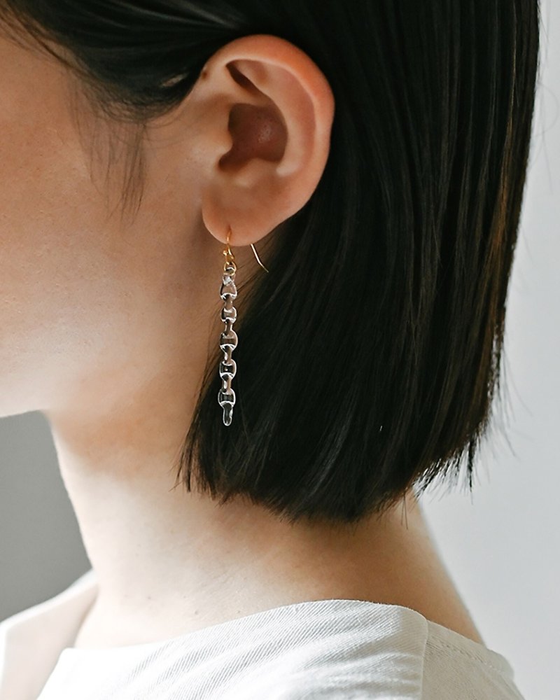 Hario handmade glass earrings - Drop Rain (HAA-KL-P) - Earrings & Clip-ons - Colored Glass Transparent