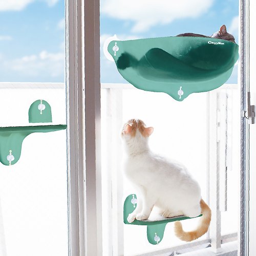 DoggyMan 日本寵物國民品牌 【日本CattyMan】窗邊渡假貓窩 貓階梯 / 吸盤貓窩
