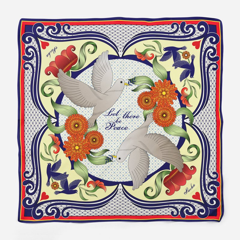 The Doves: Talavera Scarf - 絲巾 - 其他材質 多色