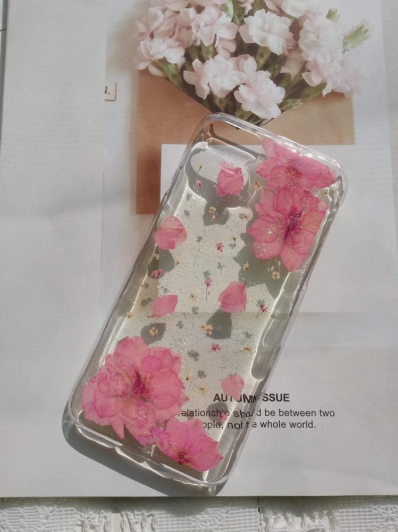 Pressed flowers phone case, Fit for  Apple iPhone 7及iPhone 8, Pink flowers - Phone Cases - Plastic Pink