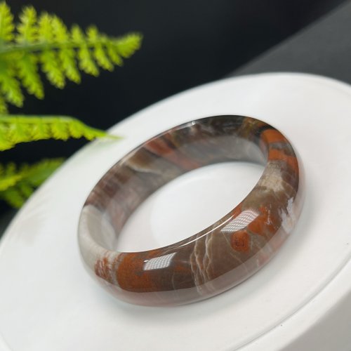 WANZAMGOK 優質 緬甸樹化玉手鐲 52MM 冰潤高瓷結晶多彩 堅韌耐心期望和諧