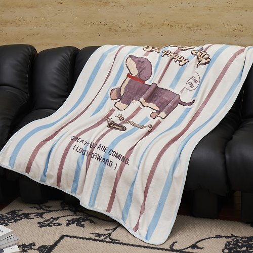 Halo Studio 條紋臘腸狗毛毯巧克力曲奇午睡毯蓋腿毯沙發蓋毯