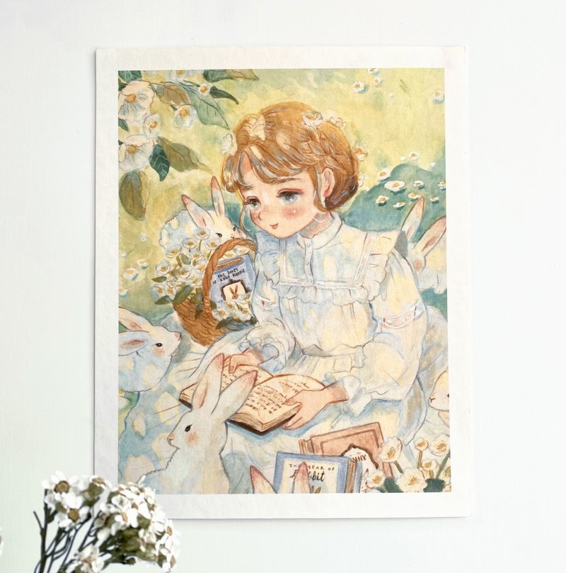 Art Print of Rabbit Garden - การ์ด/โปสการ์ด - กระดาษ ขาว