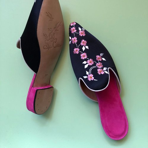 Panzhi 手刺繍フラットシューズ ヒールなし/スリッパ 刺繍 刺繍 Su