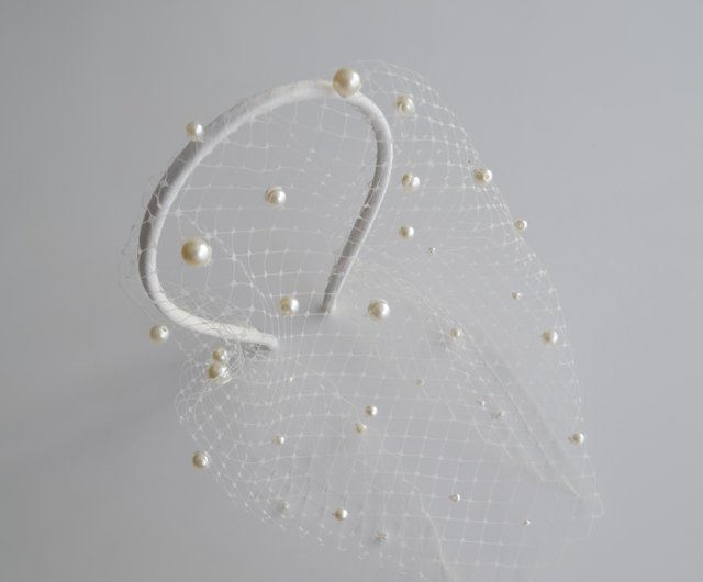 Pearl birdcage veil for bride. Bridal shower headband veil. Bachelorette  veil. - Shop TailoredMagic Headbands - Pinkoi