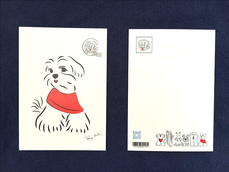 Q Family Postcard Mao Child-Maltese-1 - การ์ด/โปสการ์ด - กระดาษ ขาว