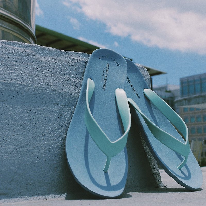 橡膠 拖鞋 灰色 - HENRY&HENRY義大利進口FLIPPER薄荷綠x霧霾藍人字